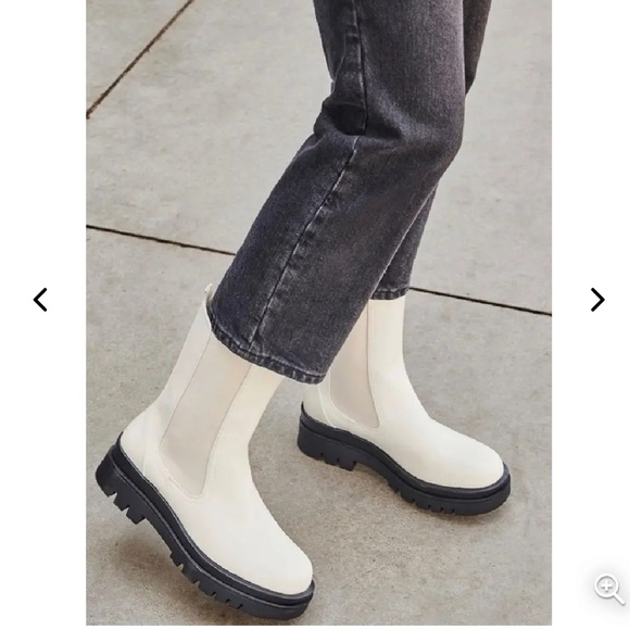 JustFab Platform Chelsea Boots - Cream - Picture 4 of 6